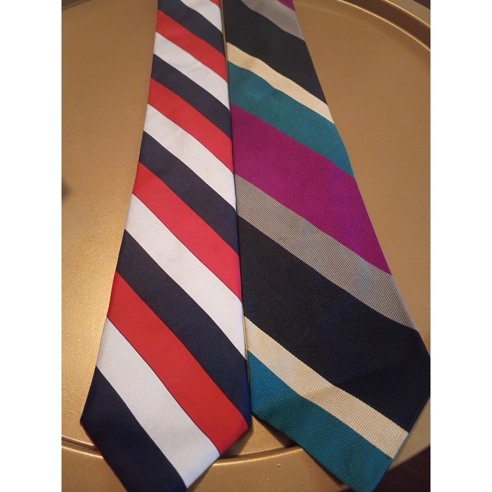 Lot of 2 Vintage Silk Ties Polo by Ralph Lauren Don Loper Beverly Hills Striped